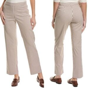 J. McLaughlin Hyana Pants in Tan Coffee/White Straight Ankle Gingham Check 14